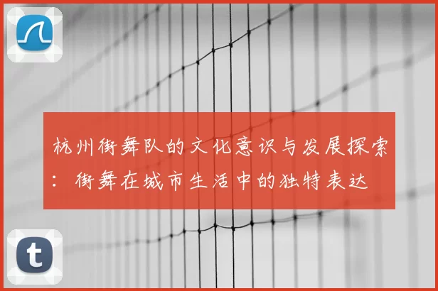 杭州街舞队的文化意识与发展探索:街舞在城市生活中的独特表达